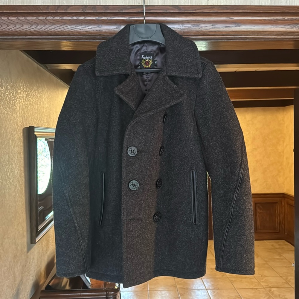 Schott Made in the USA Gray Peacoat